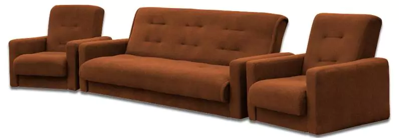 Комплект Астра коричневая (диван + 2 кресла) арт211