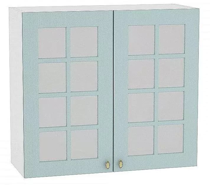 Шкаф верхний с 2-мя остекленными дверцами Прованс 720х800 Голубой/Белый