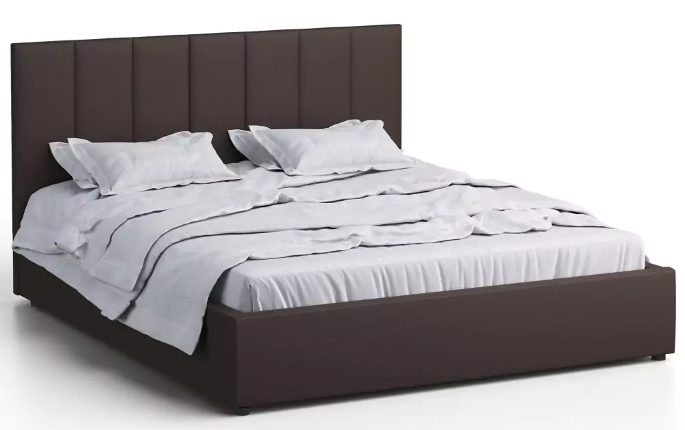 Кровать двуспальная Афина 3 140х190 с ПМ экокожа коричневая