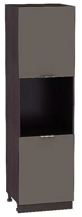 Шкаф пенал под бытовую технику с 2-мя дверцами Терра 600 (для верхних шкафов высотой 720) Смоки Софт/Венге
