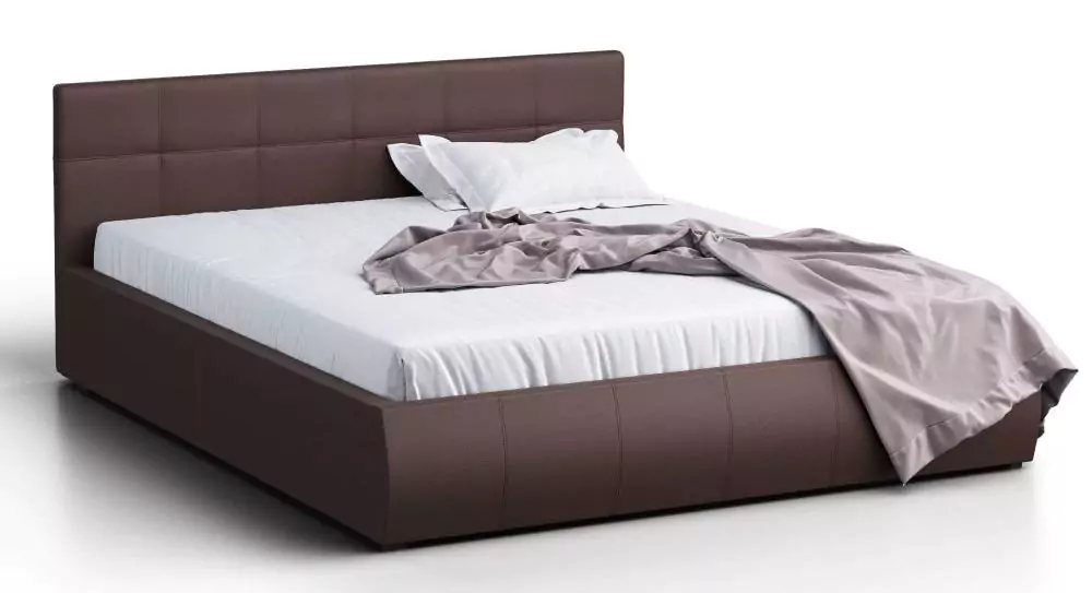 Кровать двуспальная Афина 160 с ПМ коричневая с матрасом Divano Basic независимые пружины (НПБ)