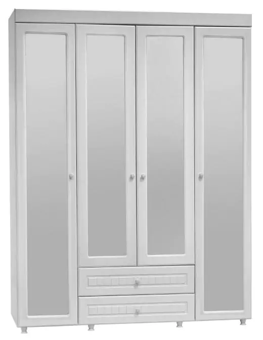 Шкаф 4-х дверный с зеркалами и ящиками Монако МН-64
