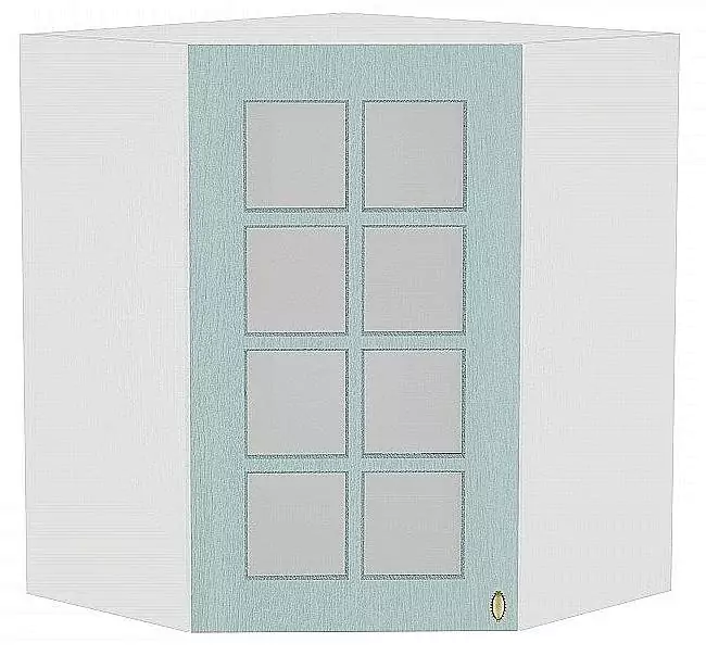 Шкаф верхний угловой остекленный Прованс 920 Голубой/Белый
