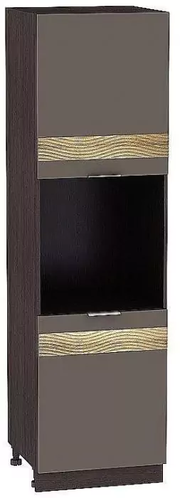Шкаф пенал под бытовую технику с 2-мя дверцами Терра 600 DL (для шкафов высотой 720) Смоки Софт/Венге