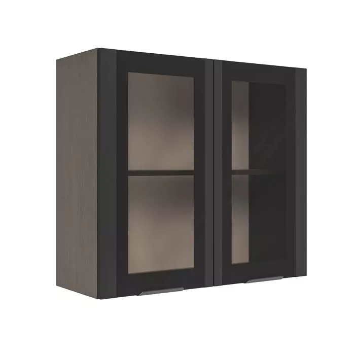 Шкаф верхний со стеклом ШВС 800 "София" Норд (софт черный) дизайн 2