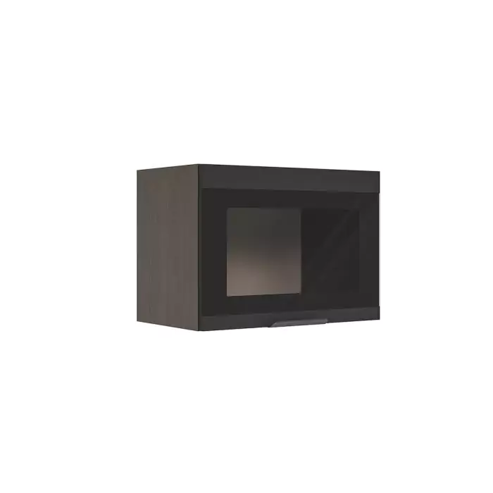 Шкаф верхний горизонтальный со стеклом ШВГС 500 "София" Норд стекло (софт черный) дизайн 2
