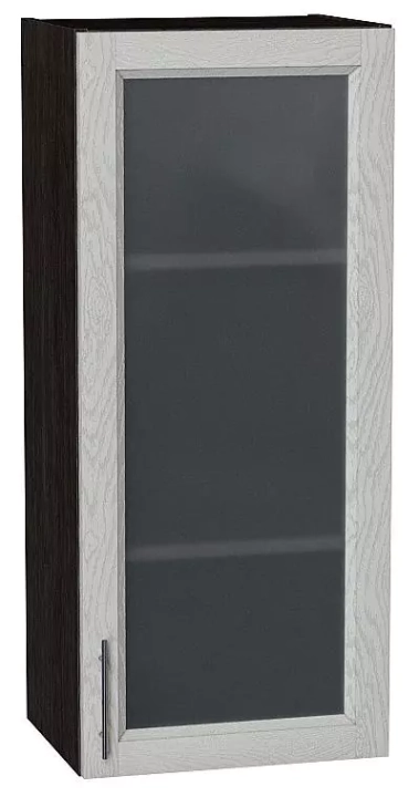 Шкаф верхний с 1-ой остекленной дверцей Сканди 920х400 Grey Softwood/Венге, Молочный