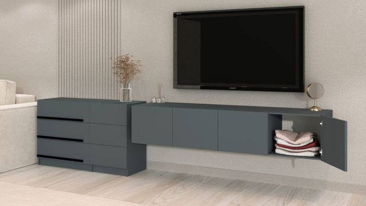 Комплект в гостиную Бастион 1.5 м, Графит