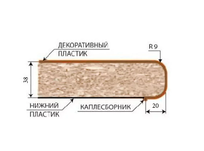 Столешница 38 мм Мрамор белый 0.3 м (правая), Белый