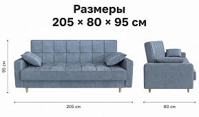 Прямой диван Эрика ППУ Книжка Серый