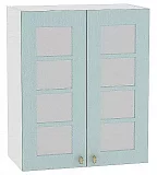Шкаф верхний с 2-мя остекленными дверцами Прованс 720х600 Голубой/Белый